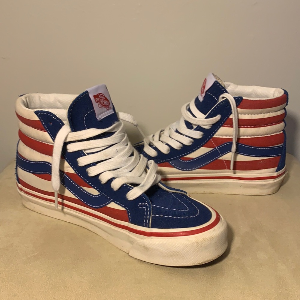 Red, White, & Blue Sk8-Hi Vans